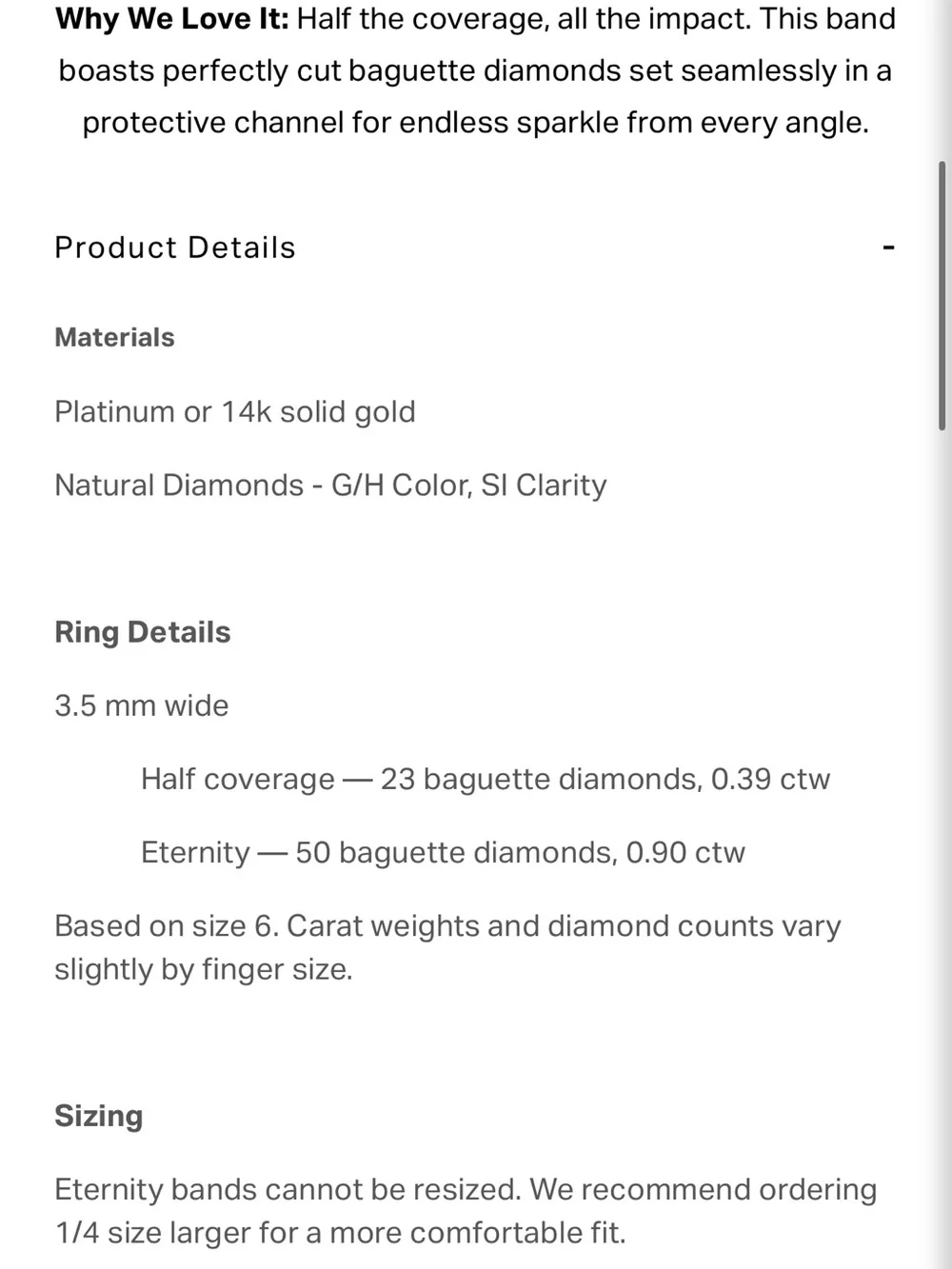 Ring Concierge 14K Gold Baguette Diamond Channel Set Half Band Size 5.5